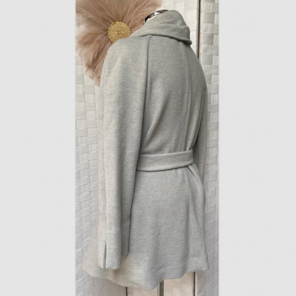 Lands' End Light Gray Wool Blend, Wrap Coat - Picture 5 of 9